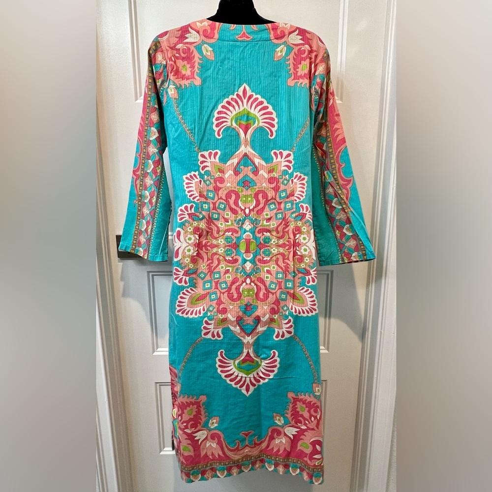 Robert Graham Silk/Cotton Collarless Short Dress - Picture 2 of 4